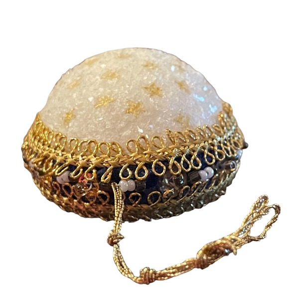 Vintage Handmade Real Egg Shell Diorama Angel Christmas Ornament Faux Pearl Trim - Picture 8 of 8